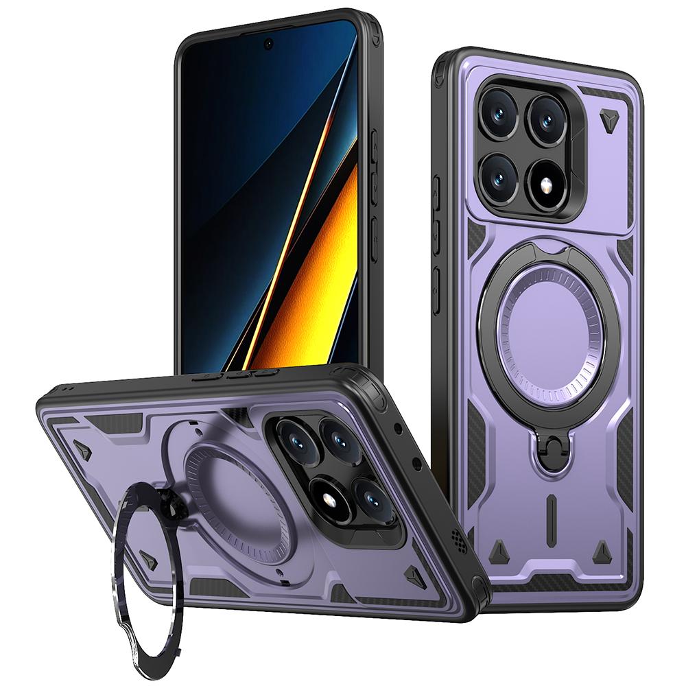 For Xiaomi Poco X6 Pro 5G/Redmi K70E 5G Case Compatible with MagSafe Military Protection PC+TPU Kickstand Phone Cover