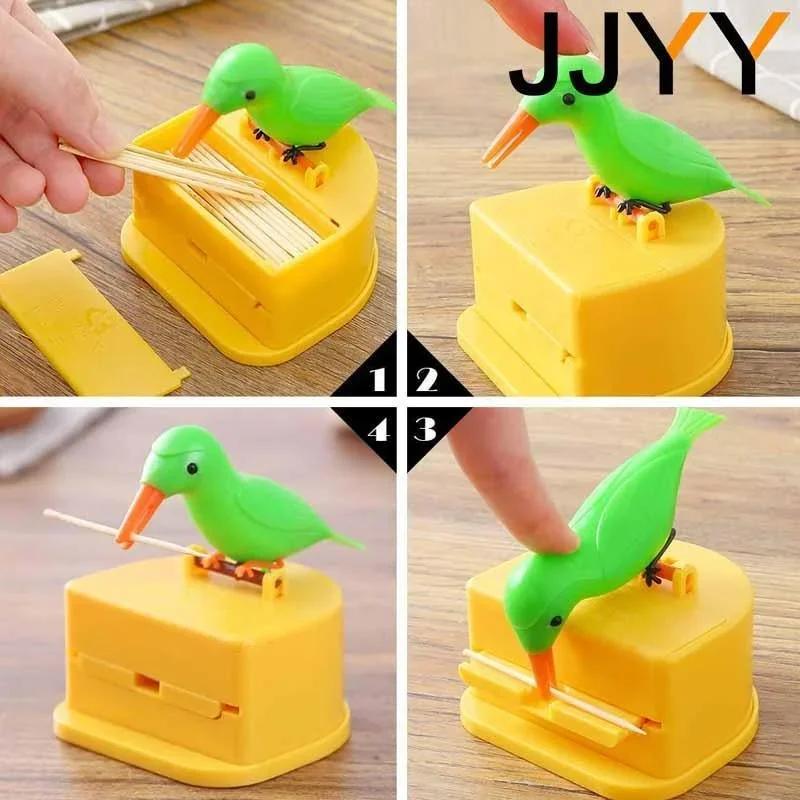 Detachable Toothpick Storage Box Automatic Push Toothpick Holder Bird Design Kitchen Table Decoration Organizer