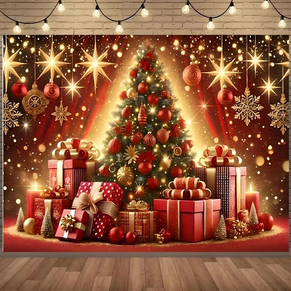 Christmas Party Decor Banner Background Christmas Tree Gift Family Party Birthday Photography Decoration Background Cloth