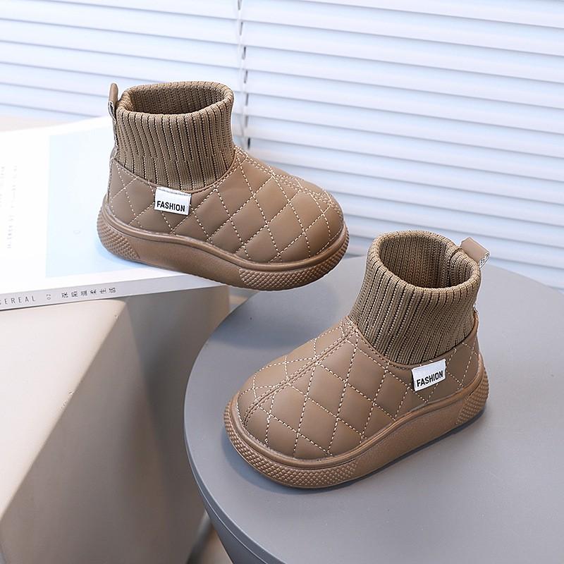 Kids Winter Warm Snow Boots Girls Boys PU Upper Rubber Sole Thick Fleece Lined Flat Ankle Booties
