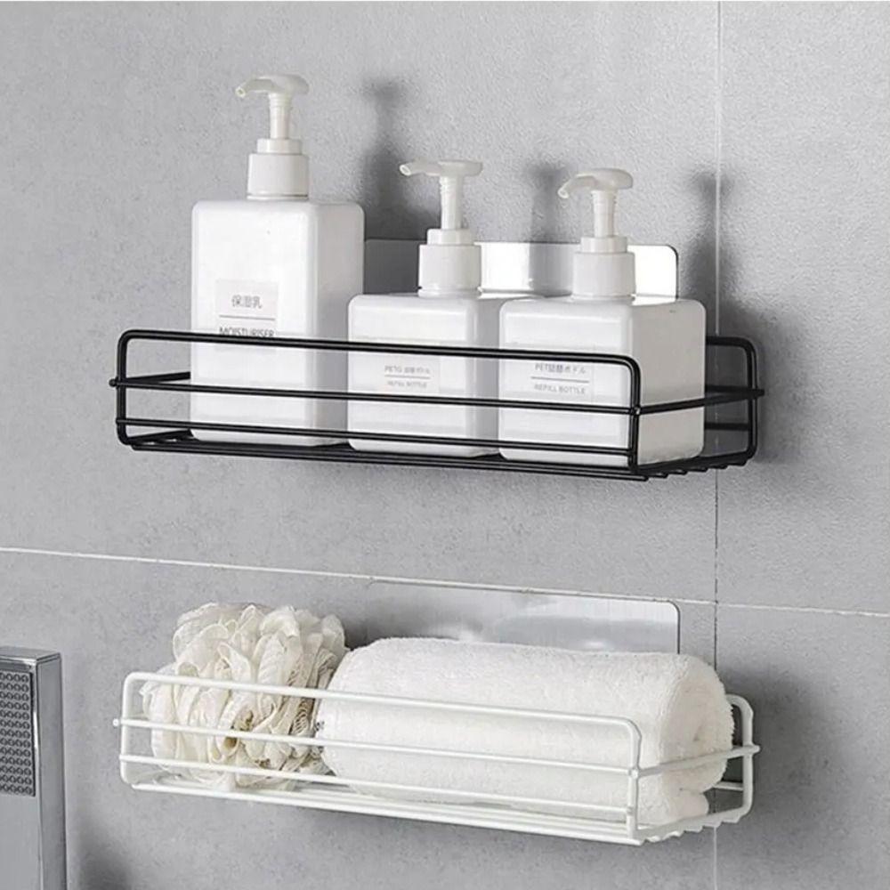No Drill Bathroom Storage Rack Iron Corner Shower Shelf Durable Shower Organizer  Bathroom