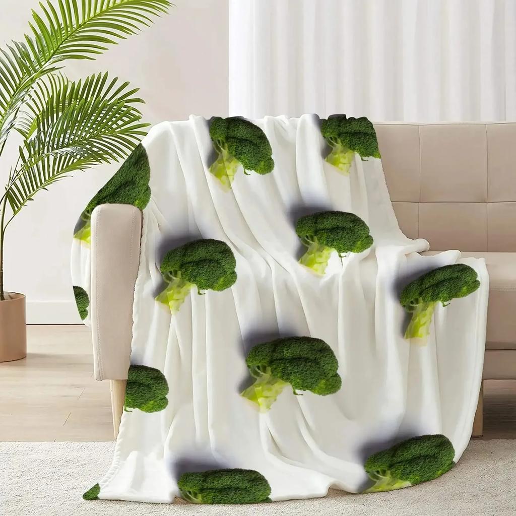 Food Vegetables Meat Pattern Flannel Throw Blanket for Sofa Couch Chair Bed Decor Lightweight Soft Warm Gifts for Teens and Kids