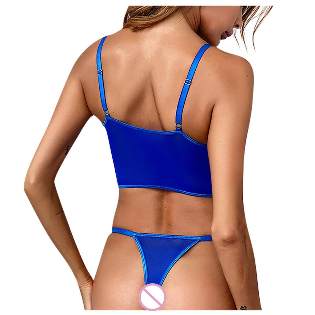 Women's Sexy  Embroidery  Lace Hollow See-through Underwear Two-piece Suit