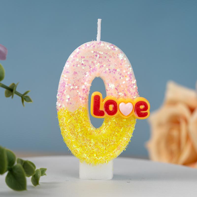 

Sequin LOVE Series Digital Birthday Candle Cake Party Decoration First Birthday Celebration 0