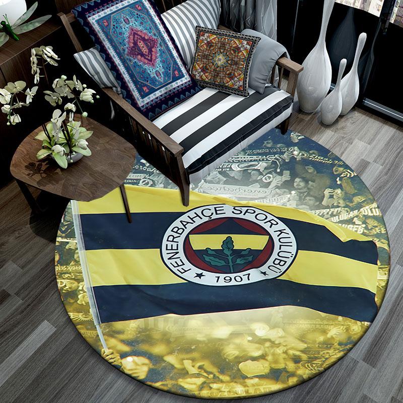 Fenerbahce Players Pattern Round rug,Carpet Rug for Living Room Bedroom Playroom ,Non-slip Floor Mat,Holiday Gifts and Birthday Gifts.