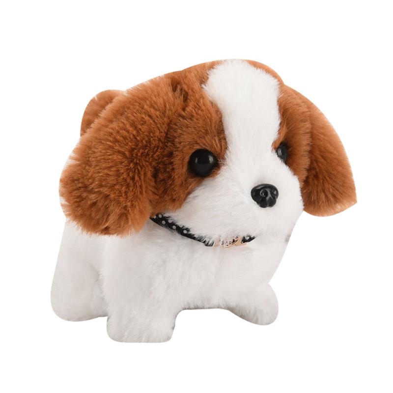 Simulation Plush Electric Puppy Battery Powered Walking Wagging Tail Barking Plush Puppy Dog Beige