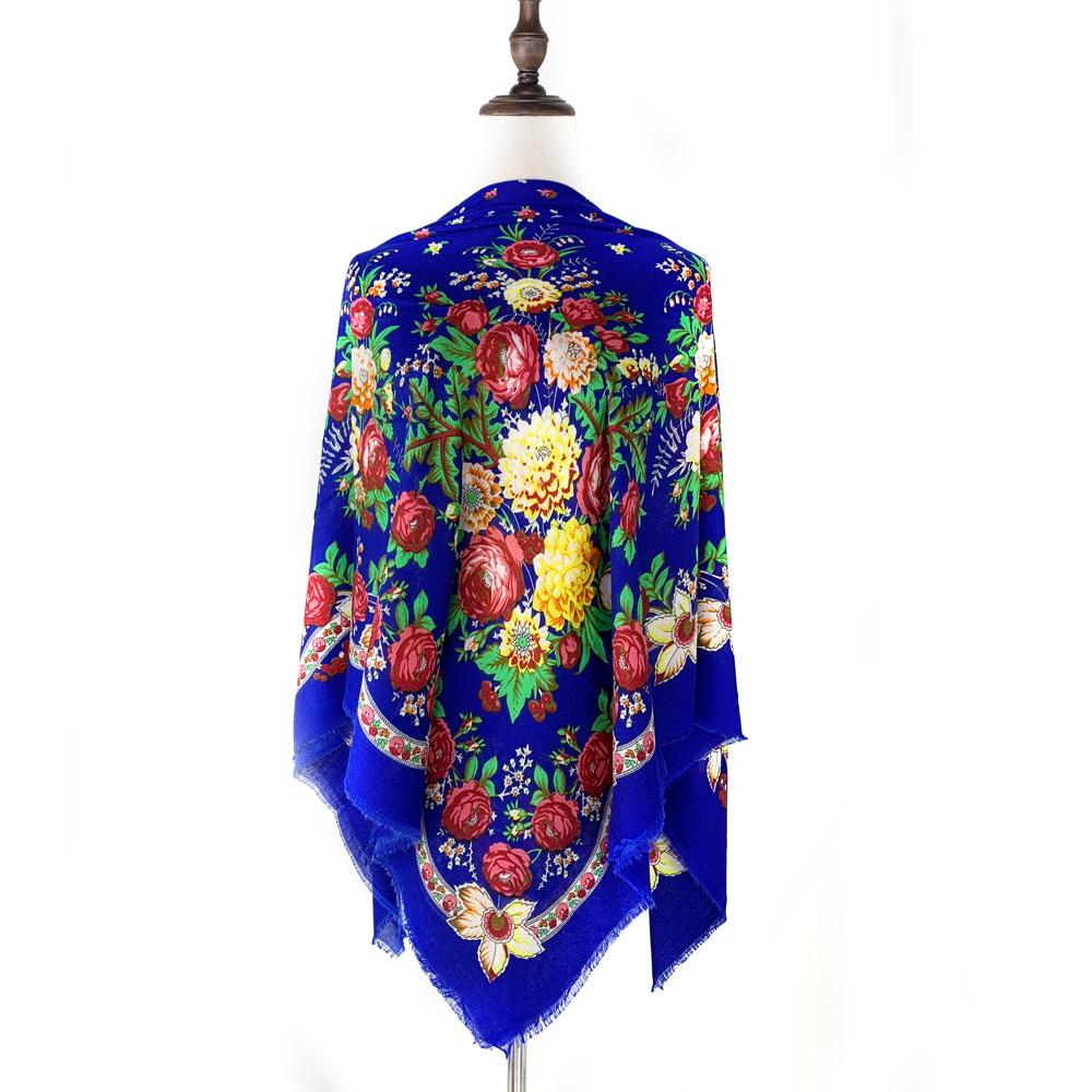 

130*130см Дышащий Тонкий Русский Квадратный Платок Женский Роскошный Цветочный Принт Украинская Шаль Бандана Фуляр Пляжные Столы Шарфы