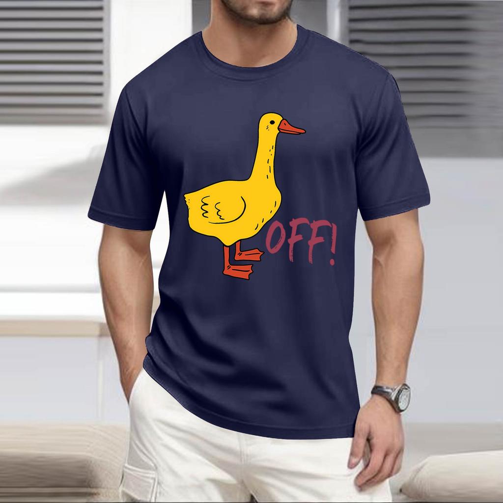 Sommerens populære t-skjorte for menn med trykk, rund hals og korte ermer