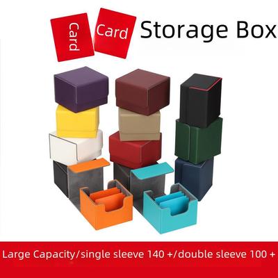 Tuoxiang Card Holder Set: Single Sleeve (140) + Double Sleeve (100) PU Storage Box for MTG/TCG Cards.