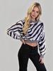 Winter new European and American zebra knit sweater for women, long-sleeve pullover short top, fashionable, versatile, and trendy