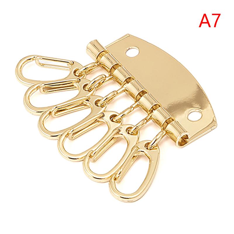 1PC Anti-fall Key Holders 6 Hooks Metal Rivet Wallet Key Clasp Clip Practical Small Keyring for Birthday Gifts