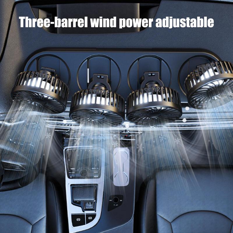 Car Fan Adjustable 4 Head Air Fan Automotive Electric Fan USB/12V/24V Fan Car Silent Fan For Home Desk Office & Car