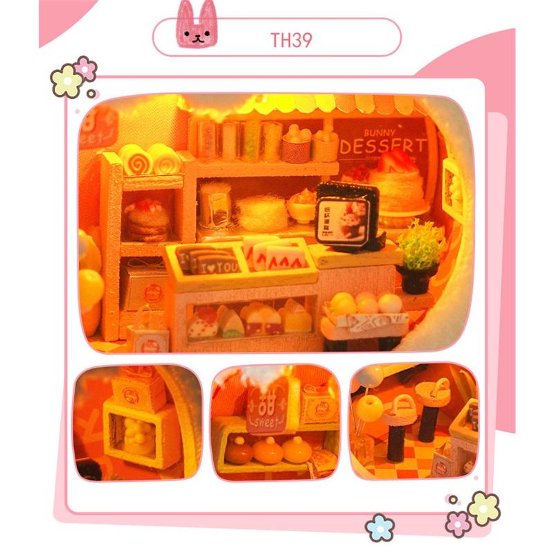 Mini Dollhouse Miniatures DIY Doll House with Furniture Lights Cute Plush Toys Children Birthday Christmas Gifts