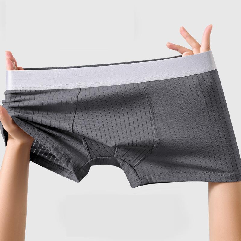 

Men s Underwear Cotton Striped Sports Breathable Flat Corner Pants Loose Plus Size Men s Four Corner Shorts 4XL темно-серого