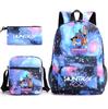Set da 3 pezzi Anime Cartone Animato K-Pop Cacciatori di Demoni Zaino Stampato con Borsa a Tracolla Astuccio per Ragazzo Ragazza Adolescente Zaino Scolastico di Grande Capacità