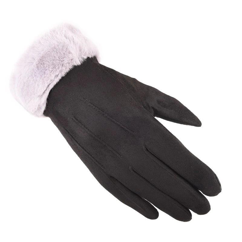 Hot Selling Winter Adult Warm Velvet Thick Fur Mouth Heat Preservation Riding Spontaneous Heat Gloves чёрный