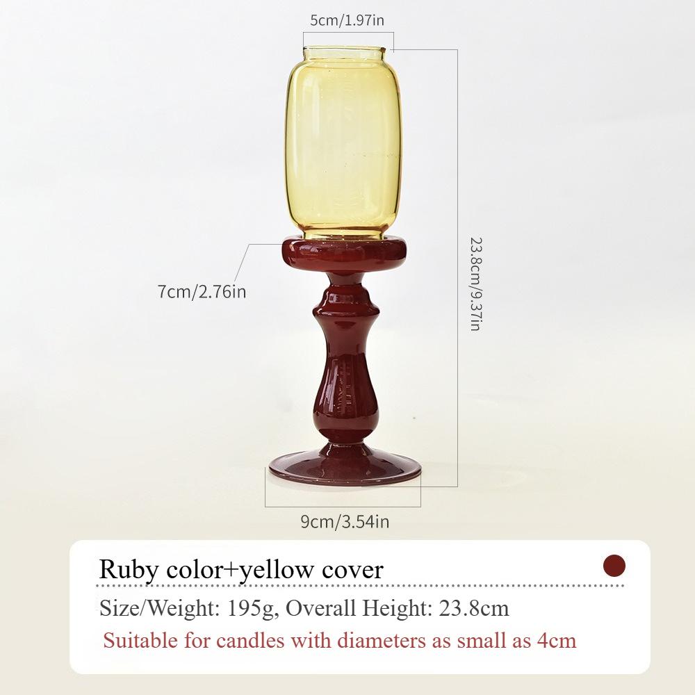

Retro Chinese Style Glass Candle Stand Elegant Incense Candlestic Stand Atmosphere Ornament Gift Table Centerpiece Decor красный