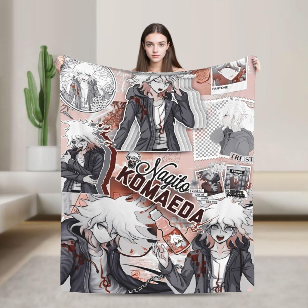 Danganronpa Nagito Komaeda Flannel Blankets Game Anime Novelty Throw Blanket for Home 125*100cm Warm
