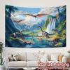 Realistic Dinosaur Tapestry, 150x100cm Prehistoric Waterfall & Mountain Wall Decor for Boys Room & Birthday Party