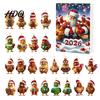 Acrylic Hanging Decorations Chicken Advent Calendar 2026 24 Days Christmas Countdown with 2D Flat Ornament Set Ornament Cartoon Pendant for