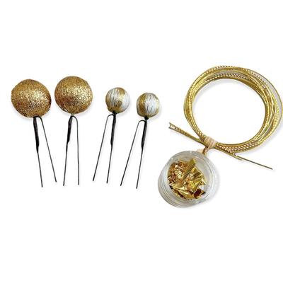 Japanese Hair Ornament Gold Ball Graduation Bridal Clothing, Leaf, Mizuhiki, Kanzashi, Gold, Coming-of-age Ceremony, Ceremony, Wedding, Shichi-Go-San,