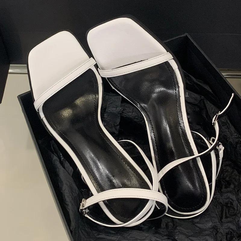 Eilyken Summer Elegant Open Toe Women Sandals Buckle Strap Square High Heels Party Dress Ladies Shoes
