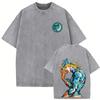 Washed Vintage Anime Jojo Bizarre Adventure Steel Ball Run Diego Brando Graphic Tshirt Men Women Manga Retro Oversized T Shirts