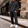 Men's Color Hoodie and Jogger Pants Set with Elastic Waist and Cuffed Ankles for Casual Wear