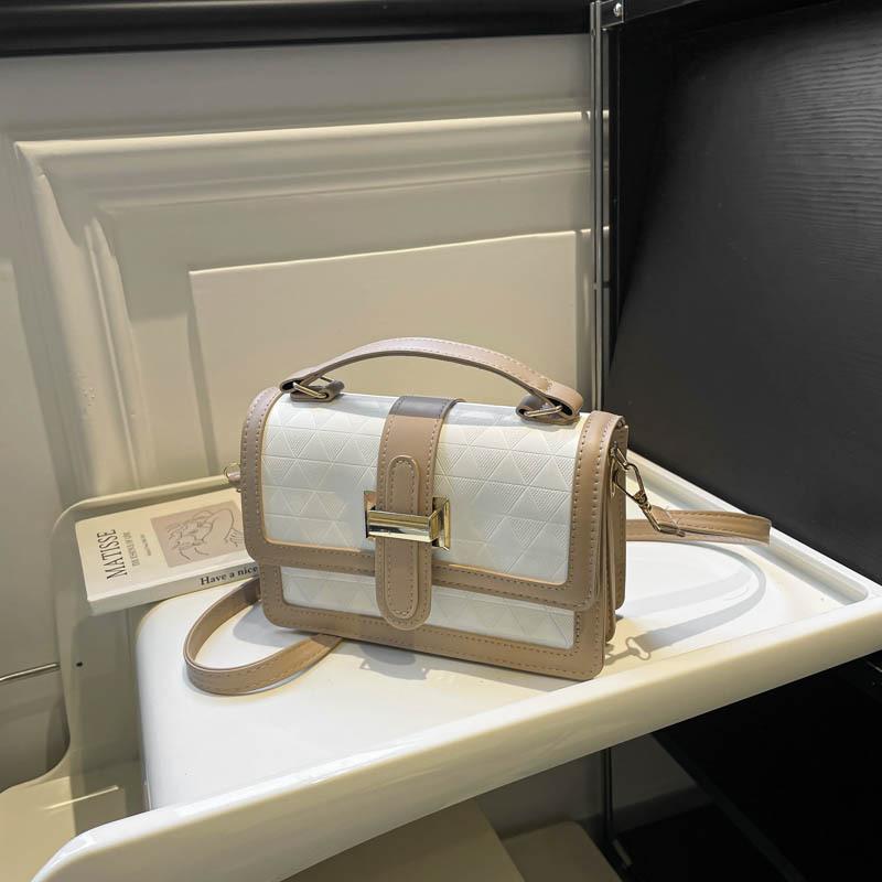 

Rhombus indentation simple portable small square bag women s autumn new fashion contrasting color shoulder messenger bag хаки