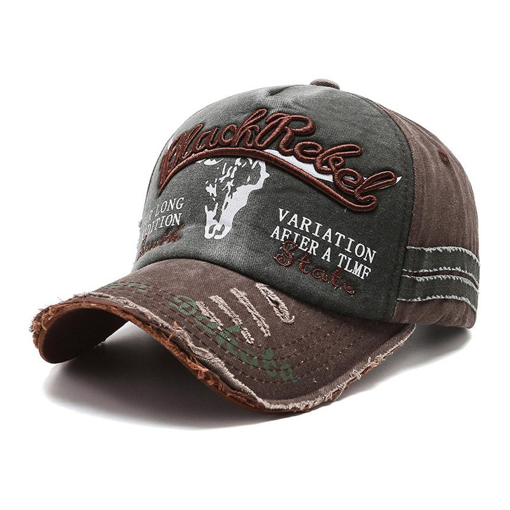 Retro Briefstickerei Baseballkappe für Herren Damen Patchwork Denim Hip-Hop Kappen Unisex Verstellbar Lässig Sonnenhut Trucker Caps