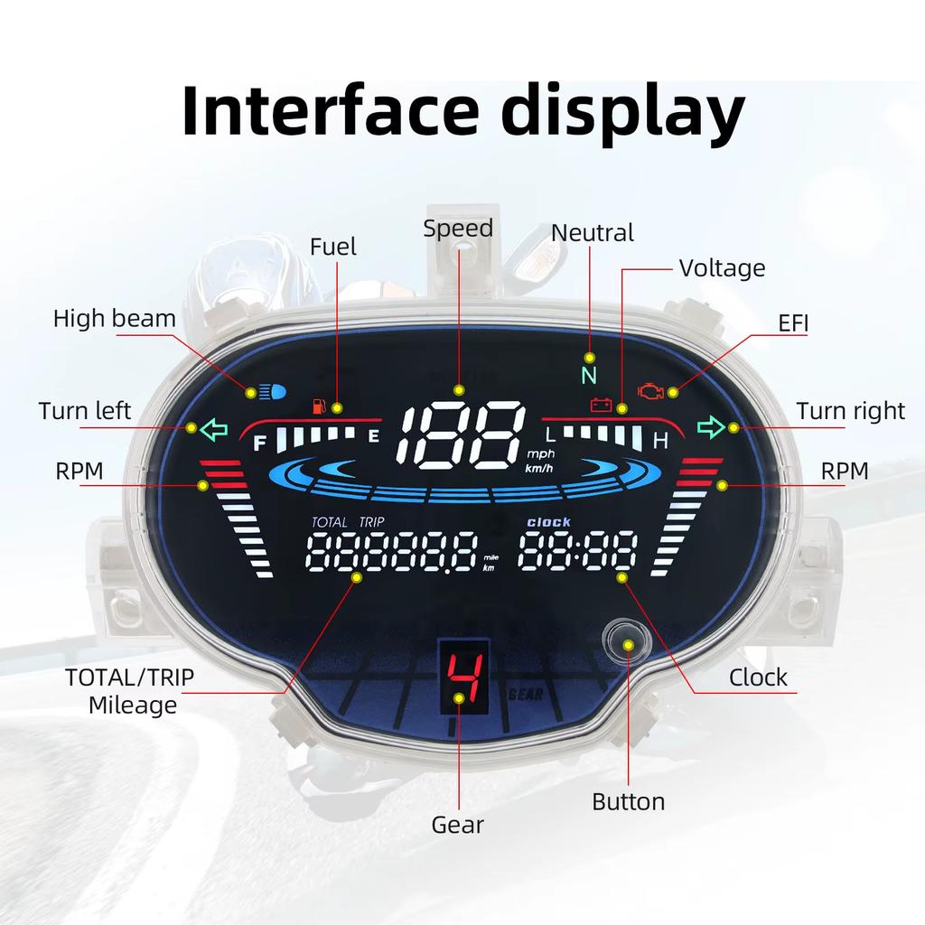 Energy Efficient Precise Motorcycle LCD Digital Instrument Odometer with Night Illumination For Sight 115/Crypton Fi 114