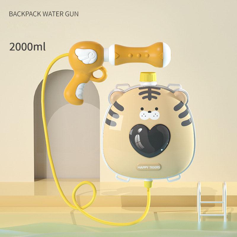 Summer Backpack Water Gun Children Outdoor Game Swimming Pool Beach High Capacity Water Shooter Toy Cartoon Animal Pull-out