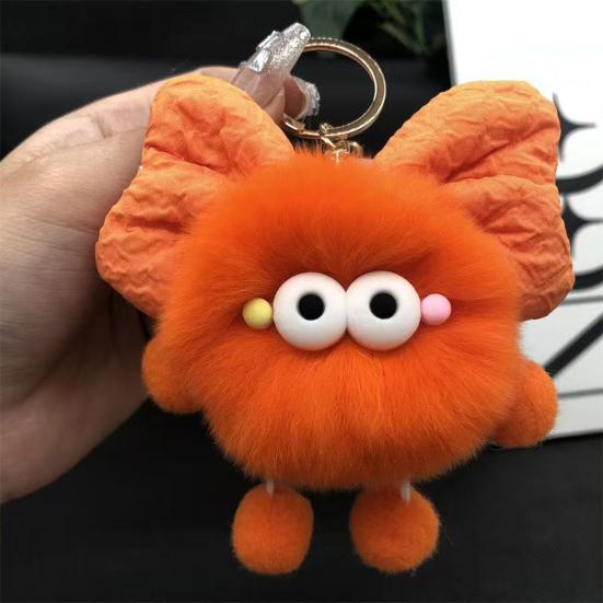 Keychain Plush Fur Bow Soft Imitation Fur Car Keychain Bags Backpacks Handbags Decorative Accessory