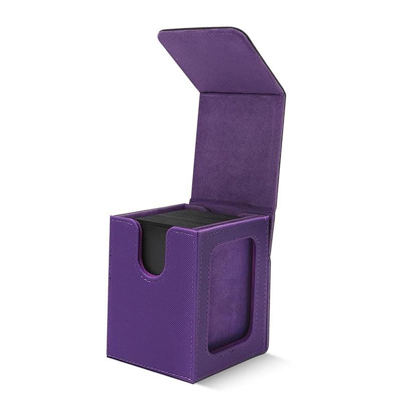 Patent Design PU Leather Game Card Box with Window, 100+ Capacity for Magic: The Gathering