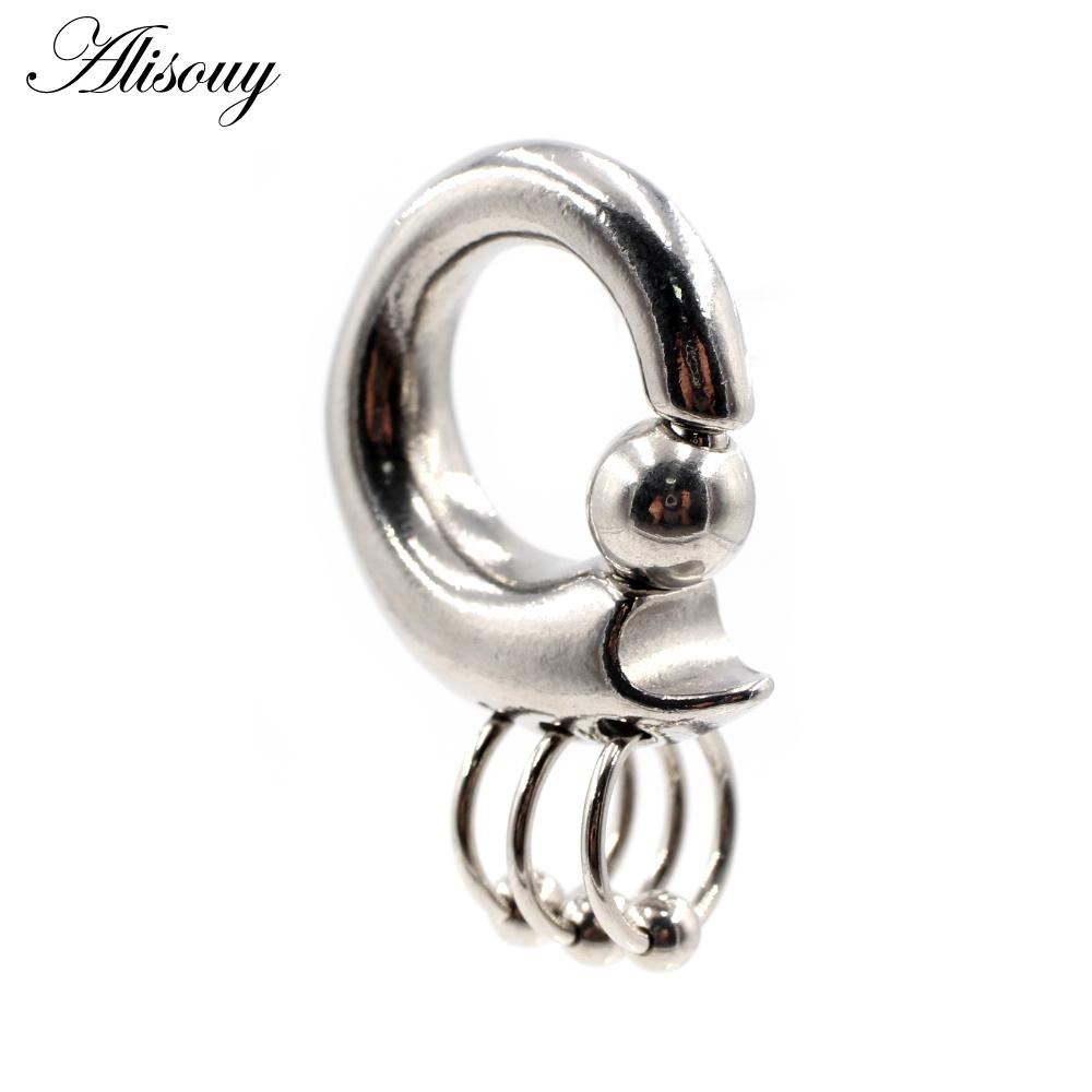 Alisouy 1 STÜCK Edelstahl-Federclip-Kugelperlen-Ring-Ohrgewichte, großes Messgerät, gestreckte Lappenohrringe, Ohr-Expander, Körperschmuck