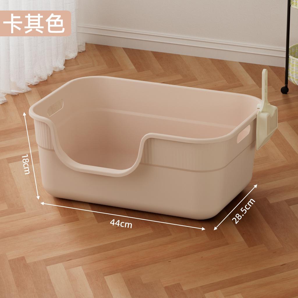 New Large Cat Litter Box Integrated Raised Fence Anti-splash Pet Toilet with Cat Litter Shovel