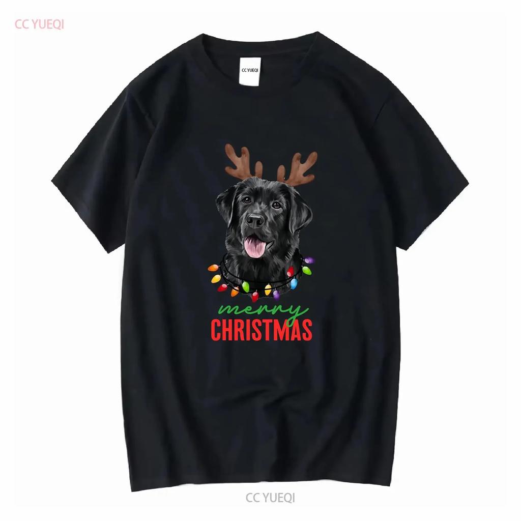 Christmas Black Labrador Retriever T Shirt Xmas Lights Lab Dog Mom Dad Cute long or short sleeves vintage Washed Stylish