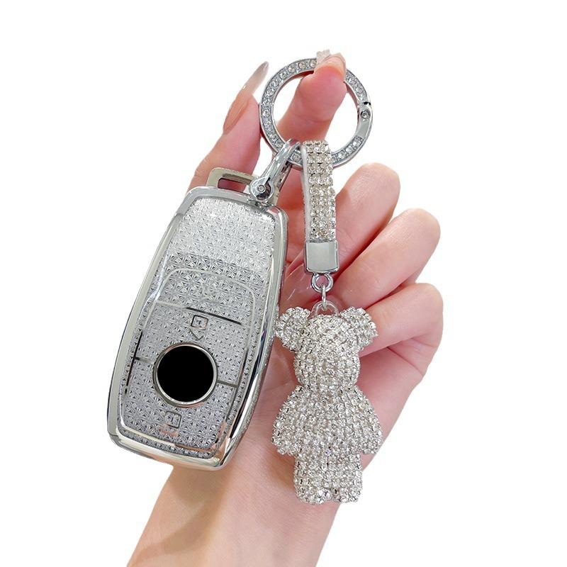 

Good TPU White Crystal Style for Mercedes Benz A C E S Class W221 W177 W205 W213 Remote Smart Car Key Case Cover Fob Keychain