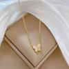 Layered Butterfly Pendant Necklace Fashion Stainless Steel Choker Tarnish Free Necklace  For Women