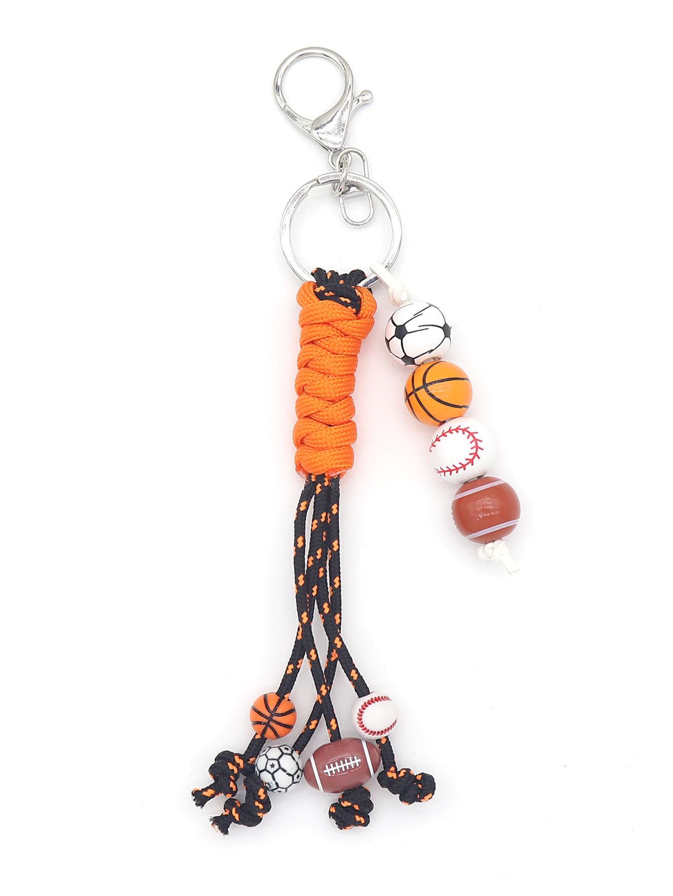 

Handwoven Polyester Sports Bead Keychain Ornament