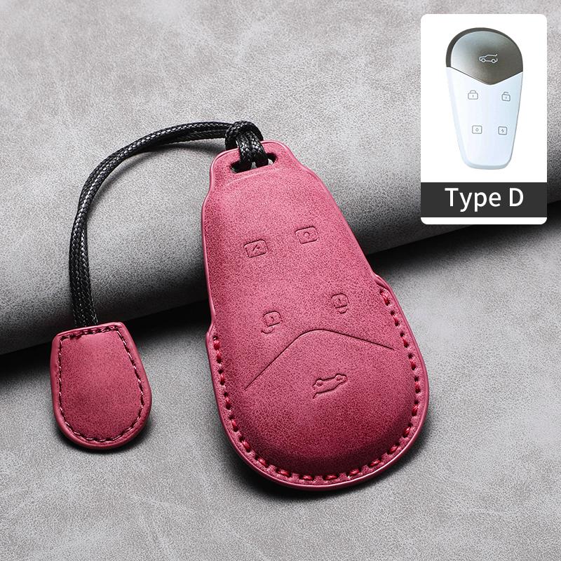 3D Leather Car Key Case Cover For VOYAH DREAM POWER PHEV EV Car Remote Keychain Anti-Scratch Cover Shell Decorative Accessories