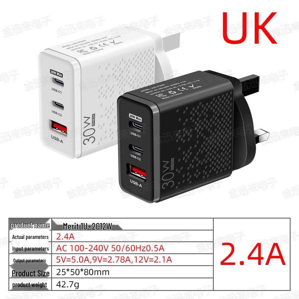 30W Dual-Port Fast Charger Type-C & USB (EU/US)