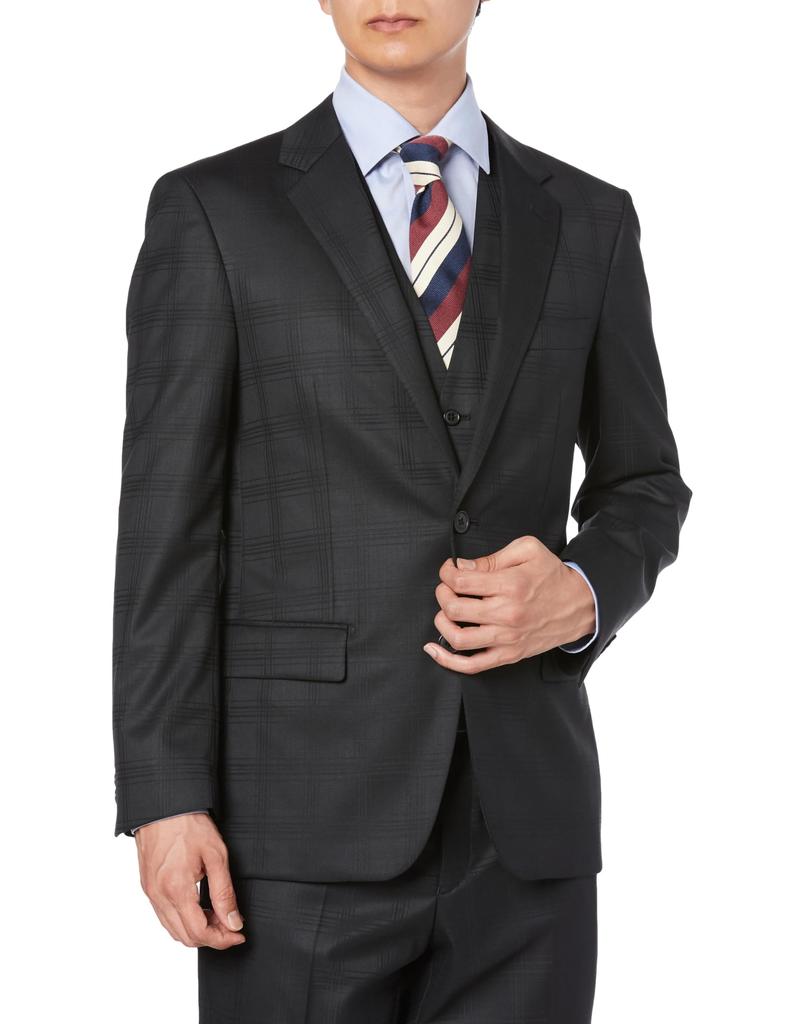 Takakyu Shiny Wool Blend Suit with Comfortable Slim for and Product 110011803117323 Men's 3-Piece 4-Way Stretch, Fit, Fall, Winter, Spring, Black,