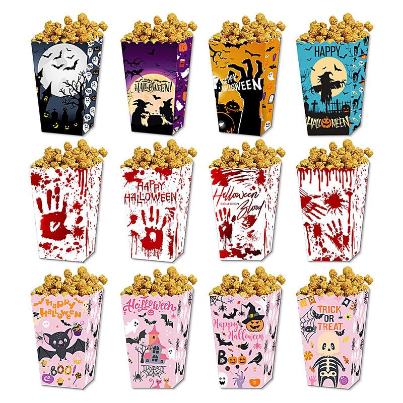 Popcorn Box For Halloween Set Of 12 Halloween Theme Party Popcorn Favor Boxes Spooky Candy Party Supplies Containers Boxes For