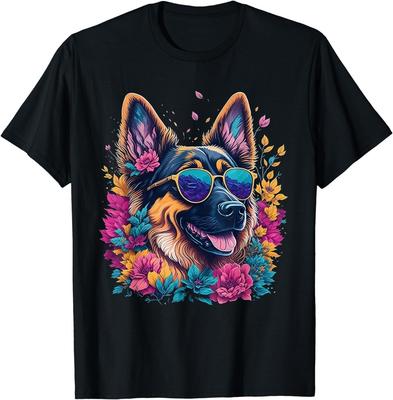 Blume Schäferhund Frühling Natur Hundeliebhaber Für Frauen Geschenk Unisex T-Shirt