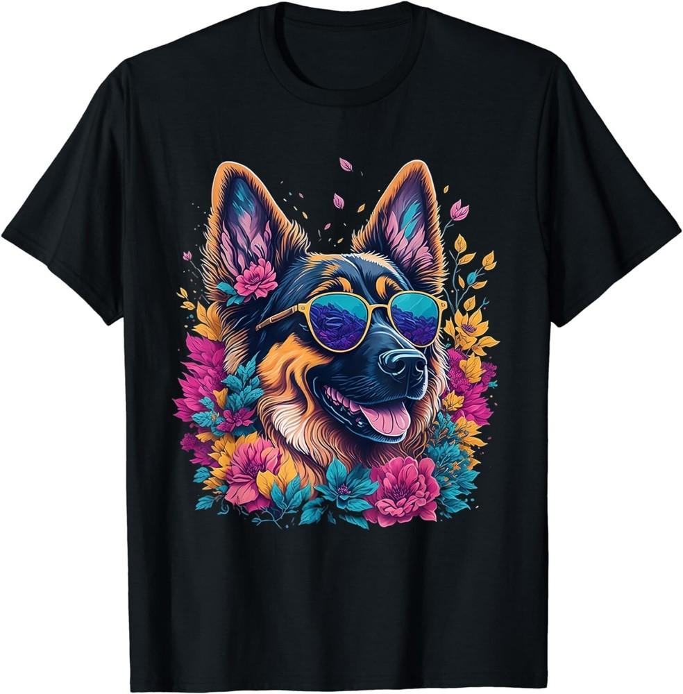 

Flower German Shepherd Spring Nature dog Lovers For Women Gift Unisex T-Shirt 4XL