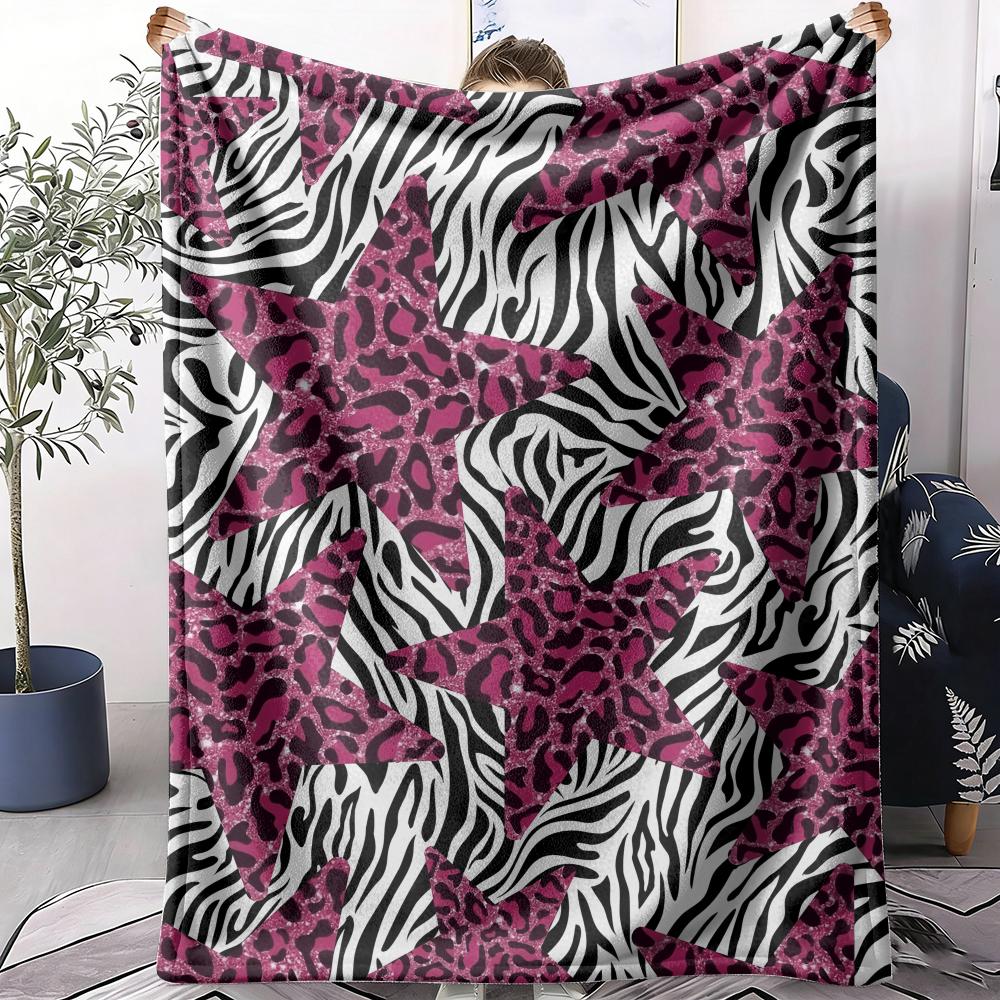 Leopard Print Patchwork Throw Soft Flannel Throw Summer Blanket Lightweight Cozy Nap Blanket for Sofa Bed Travel