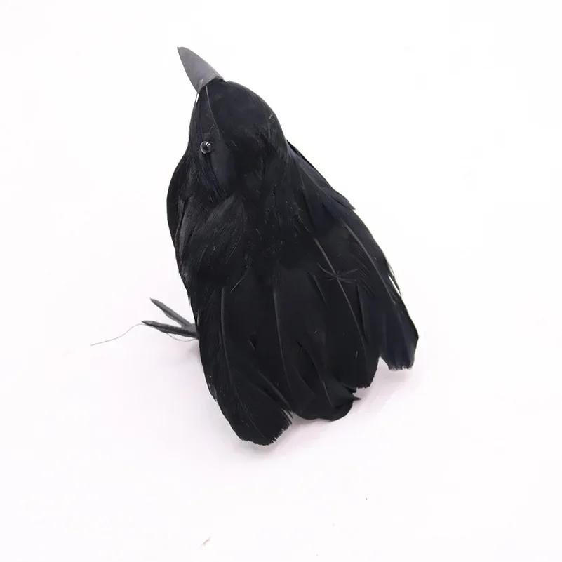 Small Simulation Fake Bird Realistic Halloween Black Crow Model Home Decoration Animal Creepy Toy