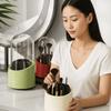 Large Capacity 360° Rotating Makeup Brushes Holder Waterproof Dustproof Cosmetic Storage Box with Lid Space Saving