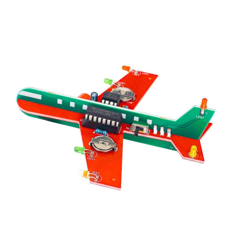 1 Set Flashing Led Pcb Diy Electronic Kit Small Airplane Cd4017 Flow Lamp Welding Practice Electronic Science Assembly Kit
